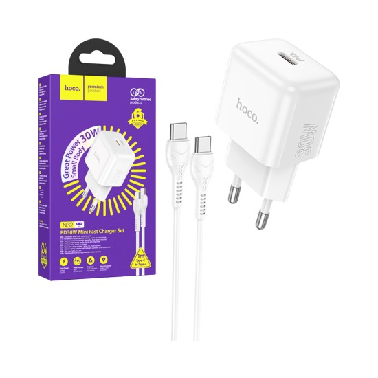 Hoco Charger N32 Glory Pd30w Type-C To Lightning 1m White